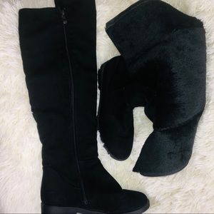 Suede over the knee boots faux fur thermal lining